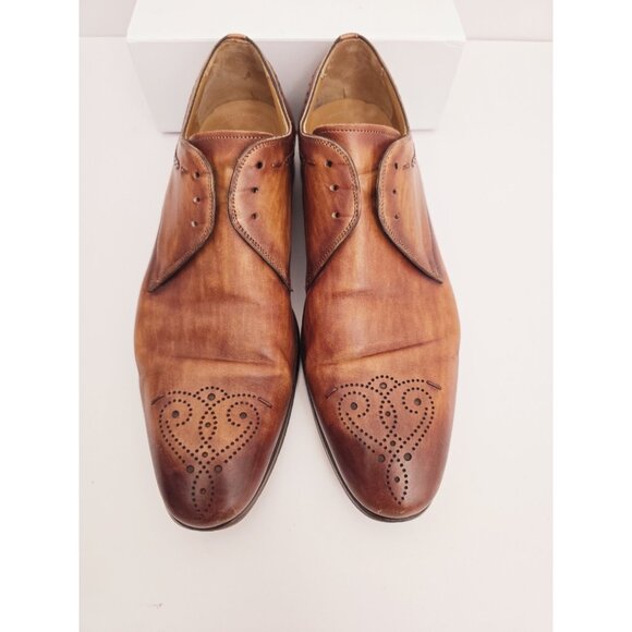 Magnanni Cordero Medallion Toe Derby Cognac Brown 20598 Brogue Dress Shoes 11 M - Picture 7 of 14
